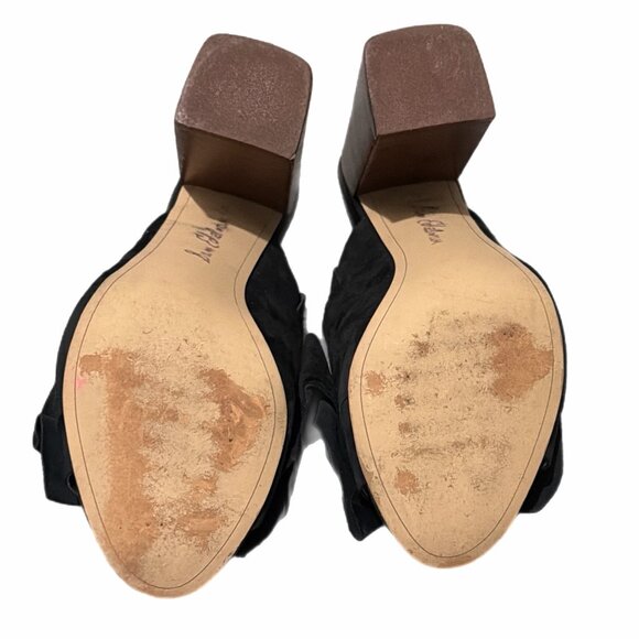 Sam Edelman Sandals Womens 8.5M Black Suede Bow Heel Open Toe YUMI Chic Party - Picture 2 of 16